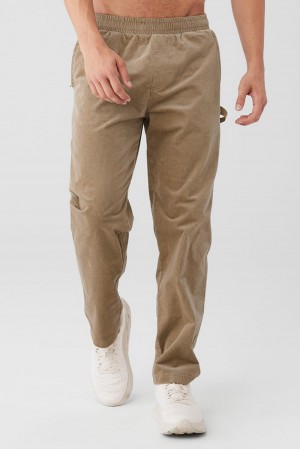 Pantalon Deportivo Alo Yoga Corduroy District Hombre Gravel | España TNWA-89413