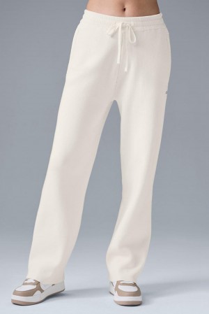 Pantalon Deportivo Alo Yoga Scholar Straight Leg Mujer Ivory | España RGQC-60179