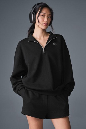 Pullover Alo Yoga Accolade 1/4 Zip Mujer Negras | España QRFH-40598