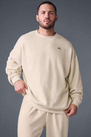 Pullover Alo Yoga Accolade Crew Neck Hombre Oat Milk | España ZIXY-72930