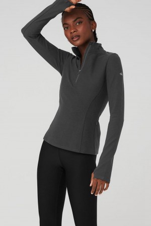 Pullover Alo Yoga Alosoft 1/2 Zip Rapid Mujer Anthracite | España ODBL-03745