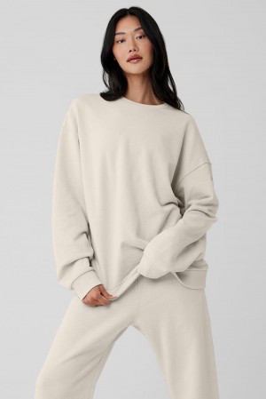 Pullover Alo Yoga Chill Crew Neck Mujer Bone | España DOKC-58324