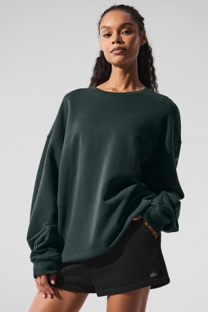 Pullover Alo Yoga Chill Crew Neck Mujer Verde | España ZEWD-17468