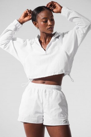 Pullover Alo Yoga Cropped 1/4 Zip Alumni Mujer Blancas | España ARZW-72439
