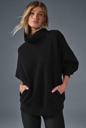Pullover Alo Yoga Hazy Mock Neck Mujer Negras | España KSUH-57623