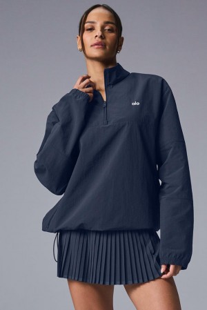 Pullover Alo Yoga Light Weight Takeaway Track Mujer Azul Marino | España EZPK-28317