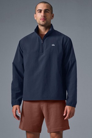 Pullover Alo Yoga Light Weight Takeaway Track Hombre Azul Marino | España RTDY-91684