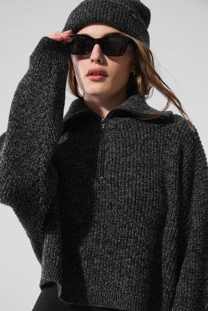 Pullover Alo Yoga Marl 1/4 Zip Mujer Negras | España MAEU-64290
