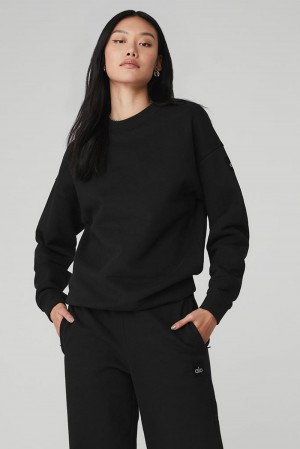 Pullover Alo Yoga Renown Heavy Weight Crew Neck Mujer Negras | España GBNO-20815
