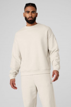 Pullover Alo Yoga Renown Heavy Weight Crew Neck Hombre Bone | España BJPY-49251