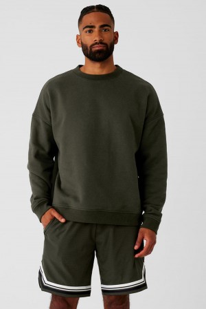 Pullover Alo Yoga Renown Heavy Weight Crew Neck Hombre Verde | España OXBQ-42751