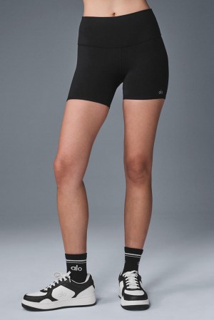Short Alo Yoga 5" Airbrush High-Waist Biker Mujer Negras | España MELV-04582