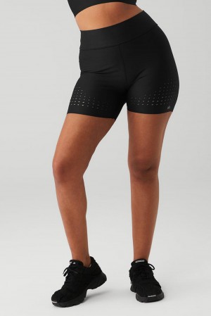 Short Alo Yoga 5" Airlift High-Waist Laser Cut Speedy Mujer Negras | España KOLC-03678