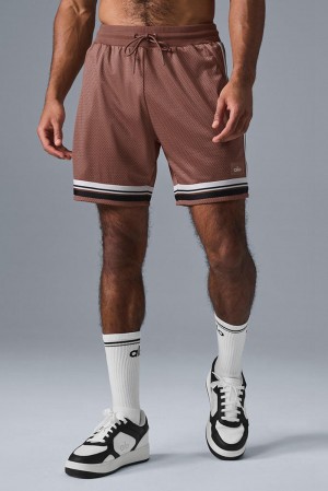 Short Alo Yoga 7" Key Mesh Basketball Hombre Chestnut | España OVTG-98356