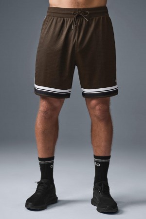 Short Alo Yoga 7" Key Mesh Basketball Hombre Espresso | España DOBZ-94106