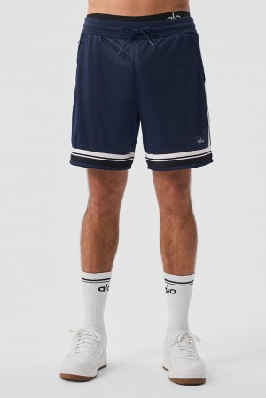 Short Alo Yoga 7" Key Mesh Basketball Hombre Azul Marino | España IDBK-76941