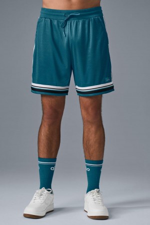 Short Alo Yoga 7" Key Mesh Basketball Hombre Oceanic Teal | España MKDF-75630