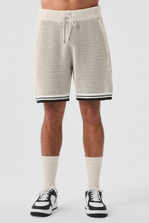 Short Alo Yoga 7" Sports Club Sweater Knit Basketball Hombre Bone | España BWOL-63958