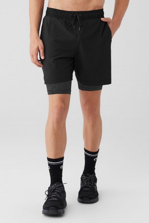 Short Alo Yoga 7" Unity 2 In 1 Hombre Negras Gris Oscuro | España UTNE-32481