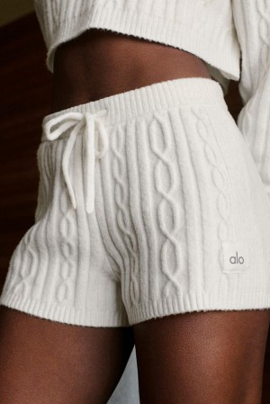 Short Alo Yoga Cable Knit Winter Bliss Mujer Ivory | España CXVD-91284