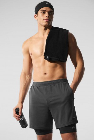 Short Alo Yoga Conquer React 2-In-1 Performance Hombre Negras | España LERX-14253