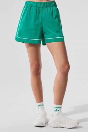 Short Alo Yoga Motivate Track Mujer Verde Blancas | España TPEQ-37625