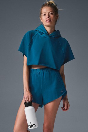 Short Sleeve Alo Yoga Cropped In The Air Mujer Azules | España WKSP-58723
