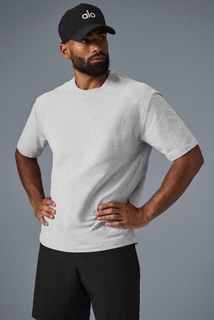 Short Sleeve Alo Yoga Double Take Hombre Gris | España OYGK-46075