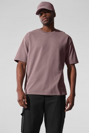 Short Sleeve Alo Yoga Double Take Hombre Mushroom | España ASJW-78432