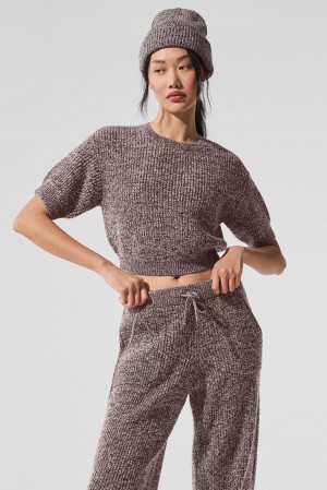 Short Sleeve Alo Yoga Marl Mujer Mushroom Marl | España GDQK-42675