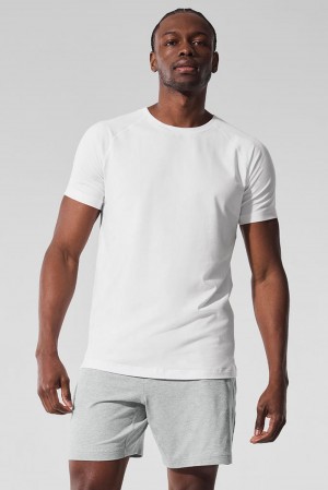 Short Sleeve Alo Yoga Vapor Crewneck Hombre Blancas | España PUDC-49650