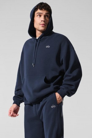 Sudadera con Capucha Alo Yoga Accolade Hombre Azul Marino | España GQMN-47962