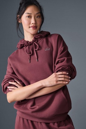 Sudadera con Capucha Alo Yoga Accolade Mujer Burdeos | España FQIH-49018