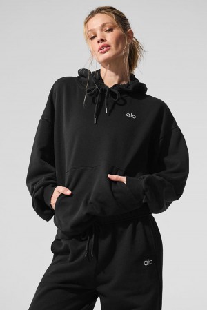 Sudadera con Capucha Alo Yoga Accolade Mujer Negras | España SEOM-78145