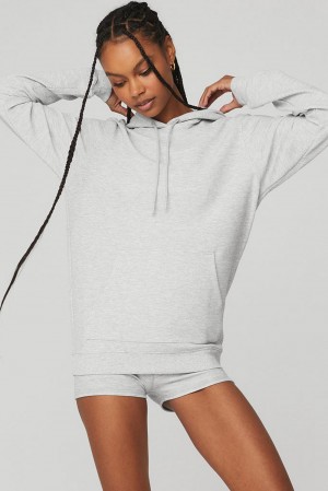 Sudadera con Capucha Alo Yoga Micro Waffle Fast Break Mujer Gris | España SYWV-79821