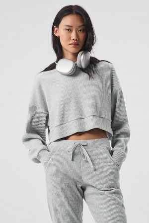 Sudadera con Capucha Alo Yoga Muse Mujer Gris | España YPFX-65712