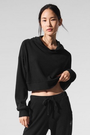 Sudadera con Capucha Alo Yoga Muse Mujer Negras | España YEMA-42817