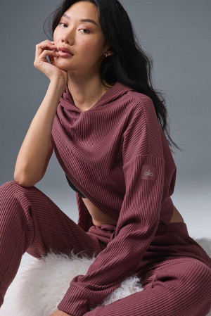 Sudadera con Capucha Alo Yoga Muse Mujer Burdeos | España RYKE-84651