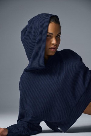 Sudadera con Capucha Alo Yoga Muse Mujer Azul Marino | España YJRD-95312