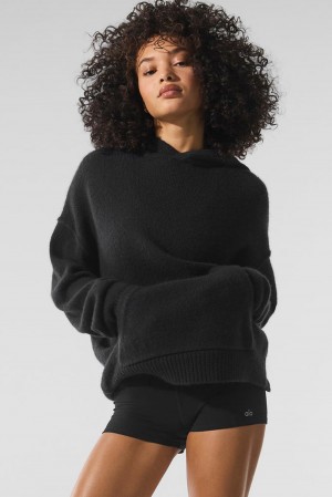 Sudadera con Capucha Alo Yoga New Class Cashmere Mujer Negras | España BJSP-82604