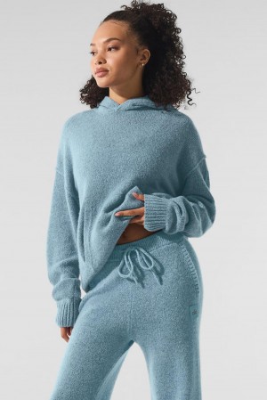 Sudadera con Capucha Alo Yoga New Class Cashmere Mujer Azules | España ENBX-97524