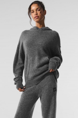 Sudadera con Capucha Alo Yoga New Class Cashmere Mujer Plateadas Gris | España HISW-70532