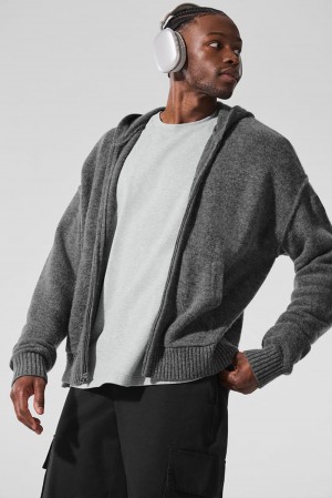Sudadera con Capucha Alo Yoga New Class Cashmere Full Zip Hombre Plateadas Gris | España OCGQ-58379