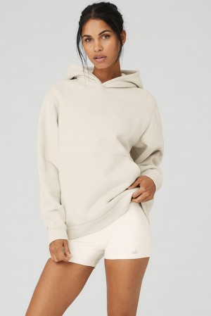 Sudadera con Capucha Alo Yoga Renown Heavy Weight Mujer Bone | España WKYO-58617