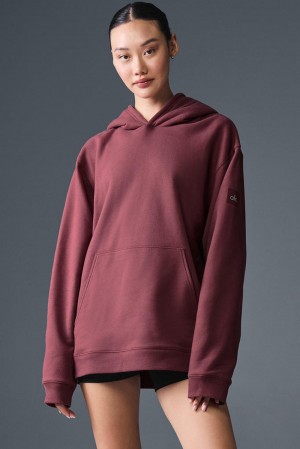 Sudadera con Capucha Alo Yoga Renown Heavy Weight Mujer Burdeos | España MRGP-31658