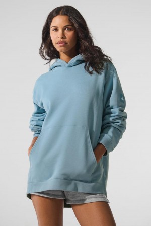 Sudadera con Capucha Alo Yoga Renown Heavy Weight Mujer Azules | España EJQY-15427