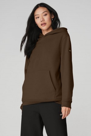 Sudadera con Capucha Alo Yoga Renown Heavy Weight Mujer Espresso | España DUWC-79436