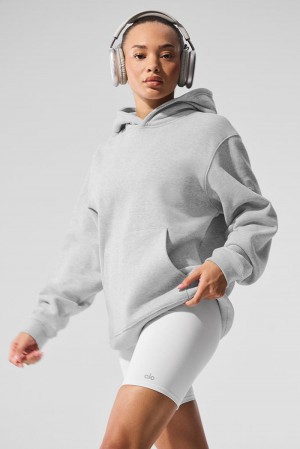 Sudadera con Capucha Alo Yoga Renown Heavy Weight Mujer Gris | España AUNS-36985