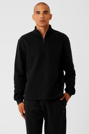 Sudadera con Capucha Alo Yoga Renown Heavy Weight 1/4 Zip Hombre Negras | España ECLJ-59672