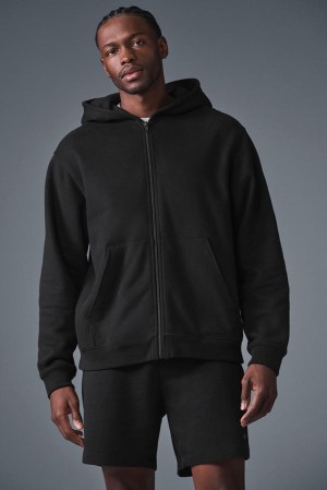 Sudadera con Capucha Alo Yoga Renown Heavy Weight Full Zip Hombre Negras | España MFJI-64501